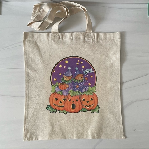 Handmade Vintage Halloween Clown Teddy Bear Tote Bag - Picture 1 of 4